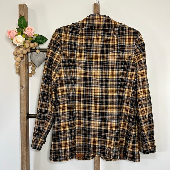 Pendleton Two Button Blazer Vintage Virgin Wool Brown Plaid Size 14 - Picture 5 of 7